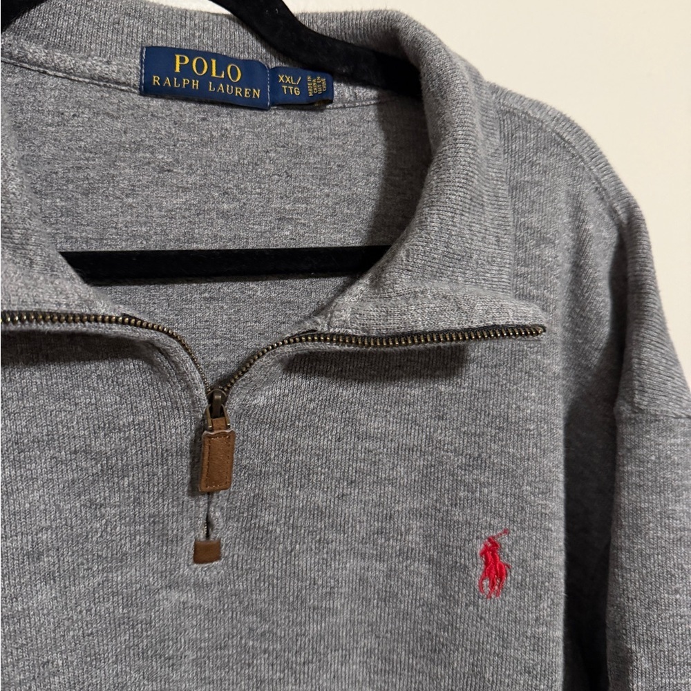 Polo Ralph Lauren men's half-zip pullover sweater heather gray cotton size XXL - Picture 4 of 6